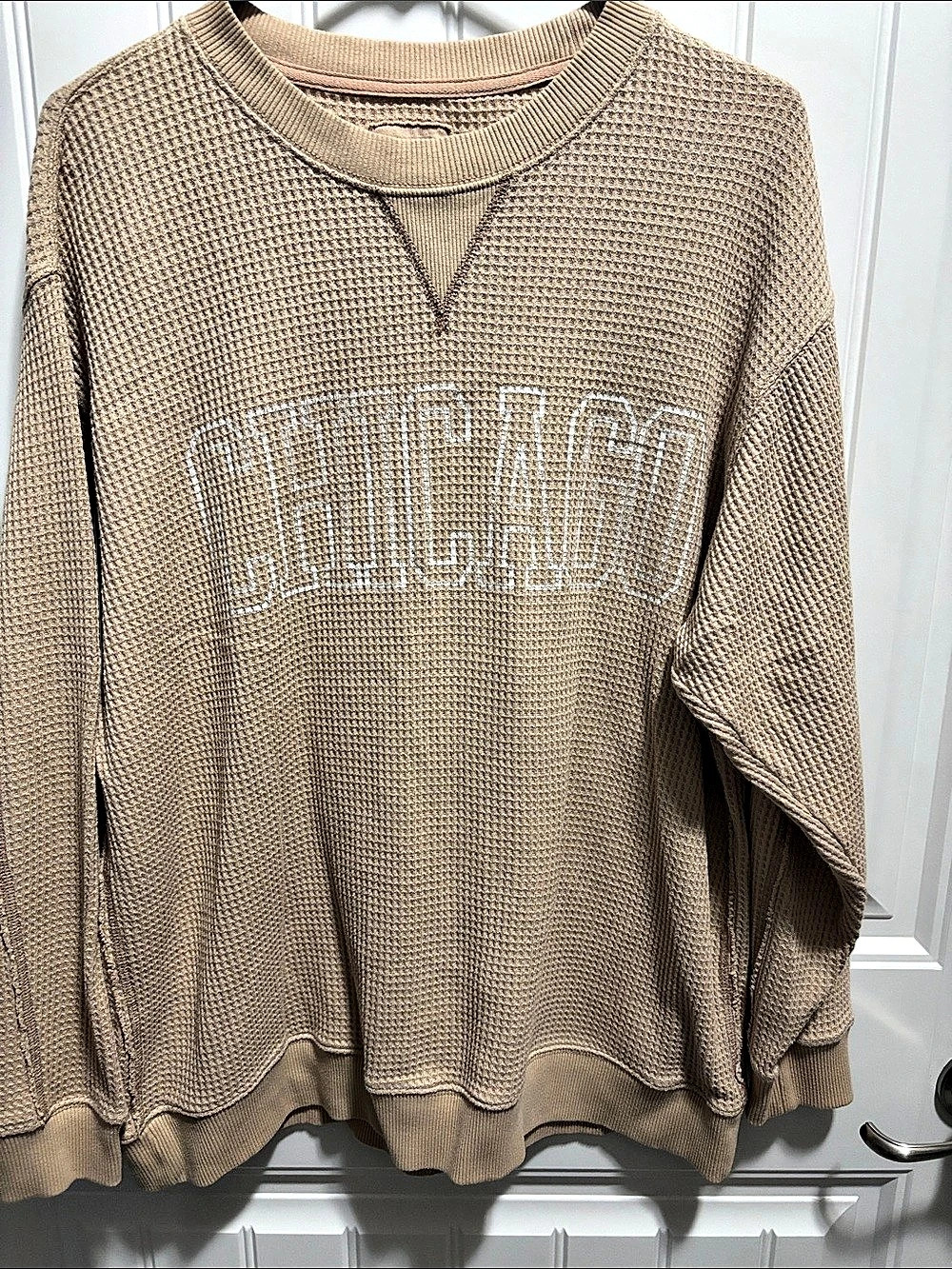 Aerie M Oversized Chicago Waffle Knit Sweatshirt Thumb Holes